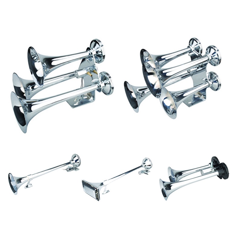Truck Air Horn - Chrome Trumpet Style